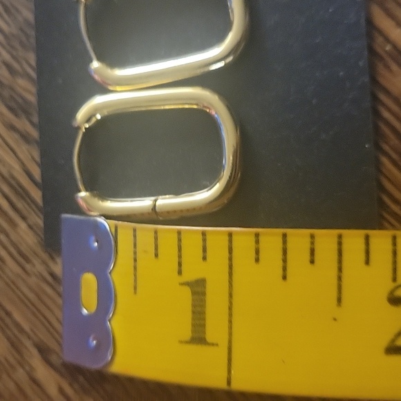 14K YG OVER STERLING EARRINGS HOOPS NWOT - Picture 2 of 2